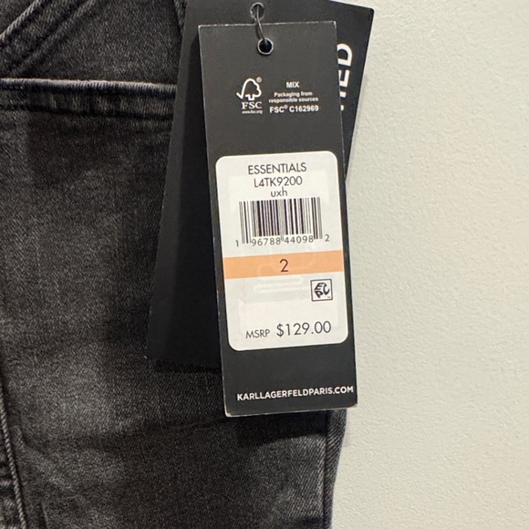 Karl Lagerfeld Charcoal Skinny Jeans Women’s Size 2 NWT Designer - Picture 6 of 6